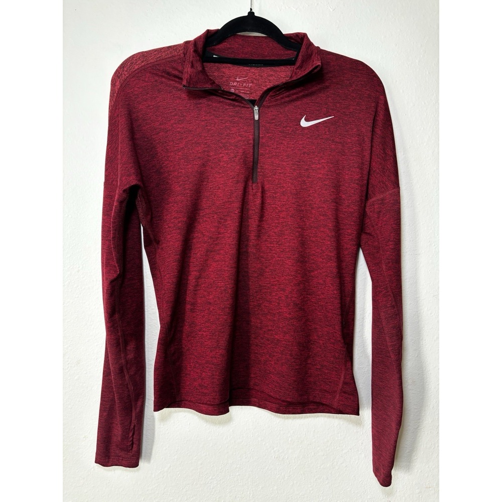 Nike Dri-FIT Red Long Sleeve 1/4 Zip Pullover Top Women's XS Moisture Wicking